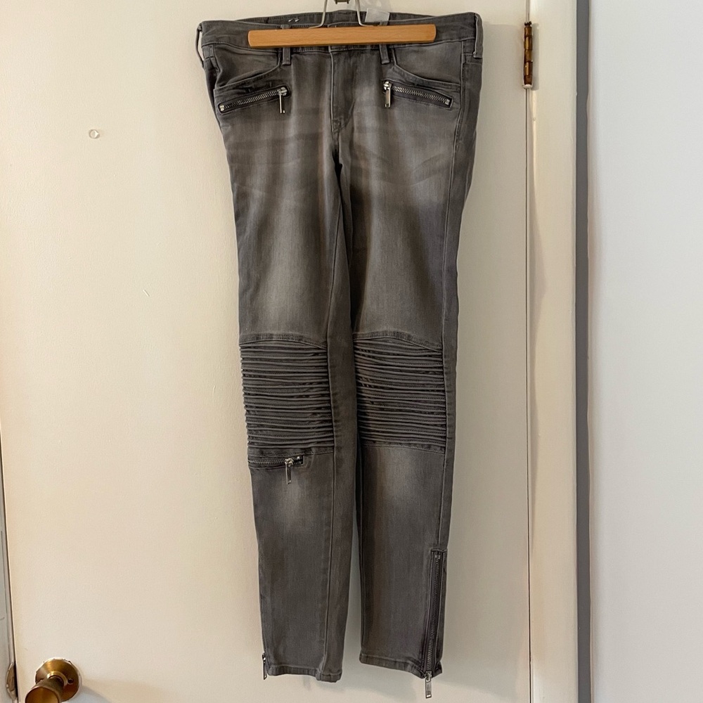 H&M Low Waist Skinny Ankle Moto Jeans with Stretch Denim